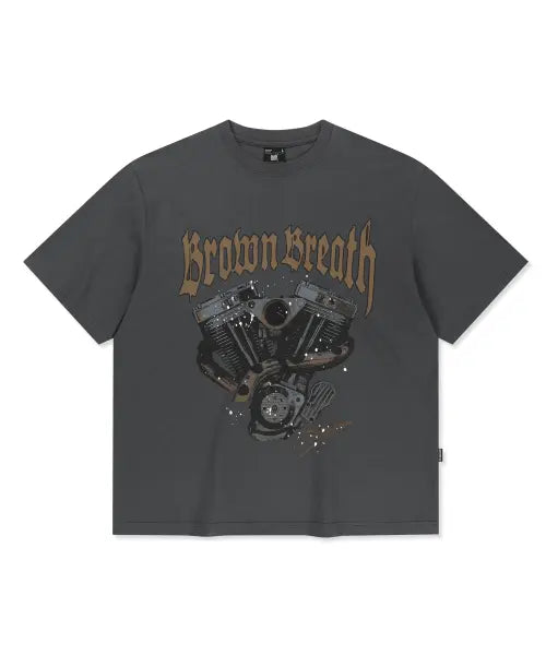 [BROWNBREATH] MOTOR GRAPHIC TEE - CHARCOAL