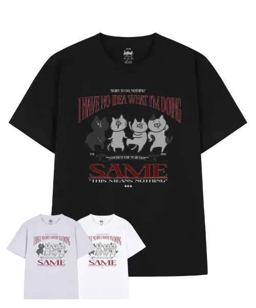 [DRIFTOUT] BORN TO DO NOTHING CAT T-shirt (3color) / 본 투 두 낫띵 캣 반팔 티셔츠 (3color)