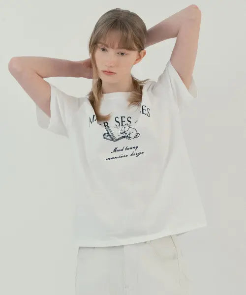 [MIND BRIDGE WOMEN] [W]Short-sleeved T-shirt with rap lettering - 3color / [W]그래픽 레터링 반팔 티셔츠 - 3color