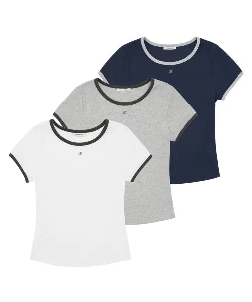 [1993STUDIO] W Basic Ringer T-shirt (3 Colors) / W 베이직 링거 티셔츠 (3colors)