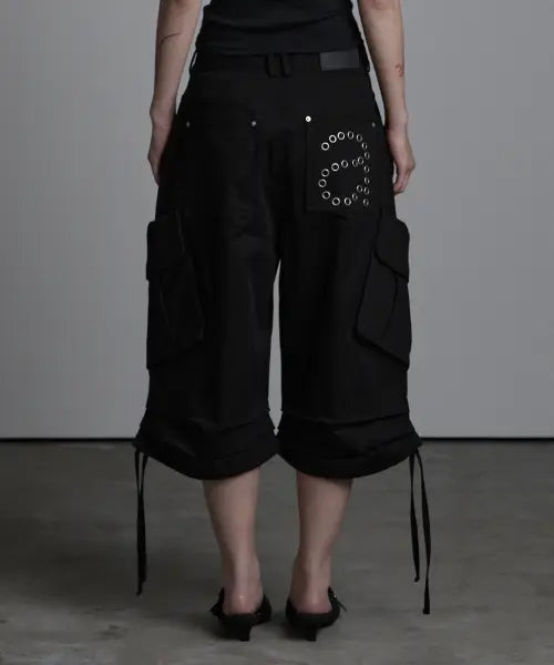 [AS YOU ARE] STRING EYELET BERMUDA PANTS BLACK / 스트링 아일렛 버뮤다 팬츠 블랙
