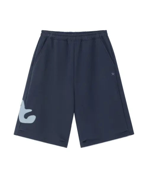 [THE COLDEST MOMENT] TCM zigzag stitch half sweat pants (navy)