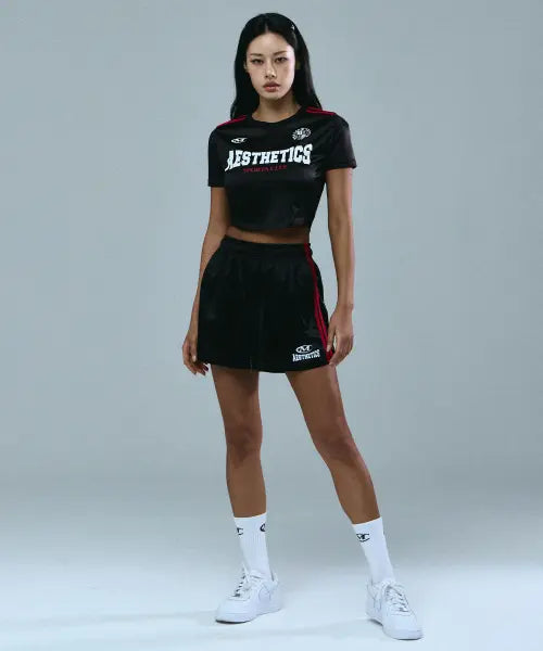 [MIHAK] Aesthetic Club Crop Jersey Set (Black) / [SET] 에스테틱 클럽 크롭 저지 세트 (BLACK)