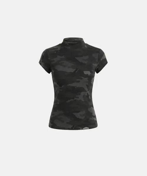 [BADBLOOD] Viper Logo Mock-Neck Cap Sleeve - Black Camo