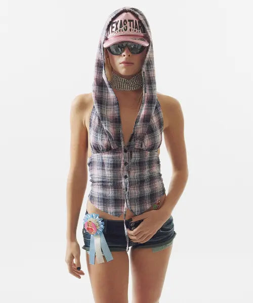 [SCULPTOR] Cowgirl Hoodie Vest Black