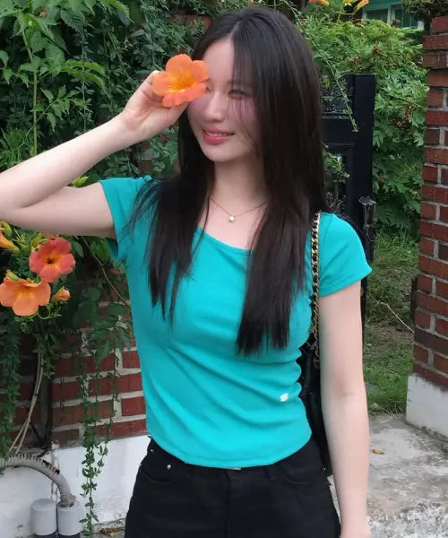 [COSTUMEOCLOCK WOMAN] [Cap-embedded] Comfort U-neck Half T-shirt 10 COLOR COWTS001 / [캡내장] 컴포트 U넥 하프 티셔츠 10 COLOR COWTS001