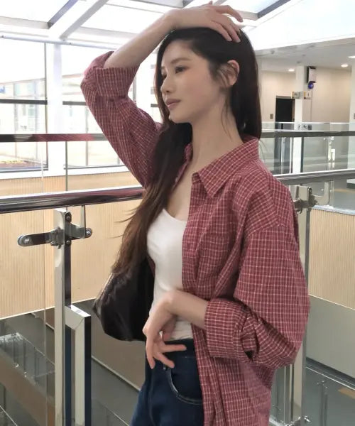[URBANDTYPE] Vintage Cottage Check Shirt_RED / 빈티지 코티지 체크 셔츠_레드