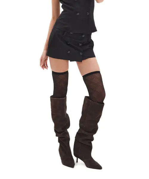 [HILLDA] Tailored 3 Button Mini Skirt [Black] / 테일러드 3 버튼 미니 스커트 [블랙]