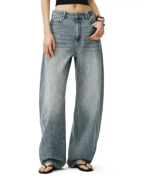 [DECET WOMEN] Linen Like Curved Wide Jeans / [린넨라이크]Linen Like Curved Wide Jeans DCWPT026LIGHTBLUE