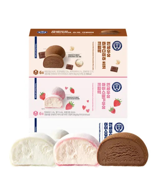 [YONSEIDAIRY] Yonsei Milk Ice Milk Cream Rice Cake 6 Pieces 2Packs (Milk/Strawberry/Chocolate) / [총 12입]연세우유 아이스우유 크림떡 6입 x 2팩 (우유/딸기/초코)
