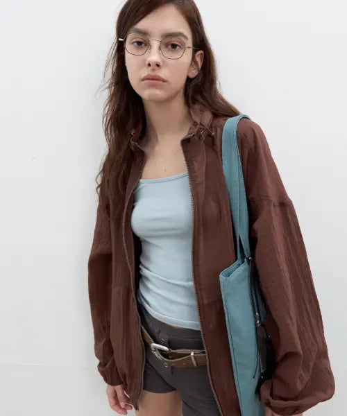 [SEORAN] Viscose Pocket Wind Jumper_Brown
