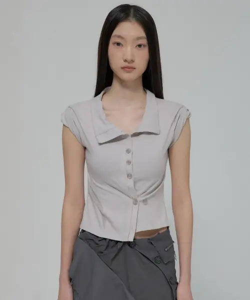 [FLAREUP] Paneled Half Shirts (FL-123_Gray)