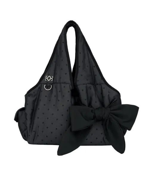 [SIWEOL107] [Medium] Bow Shoulder Bag (Dot Black)