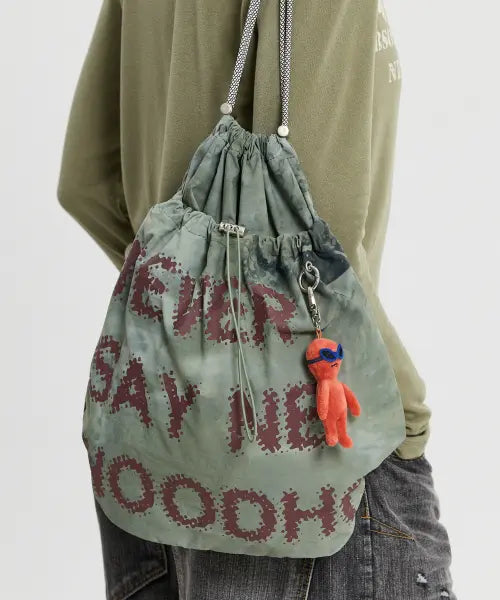 [HOODHOOD] NEVER SAY NEVER String Bag GREEN / NEVER SAY NEVER 스트링백 그린