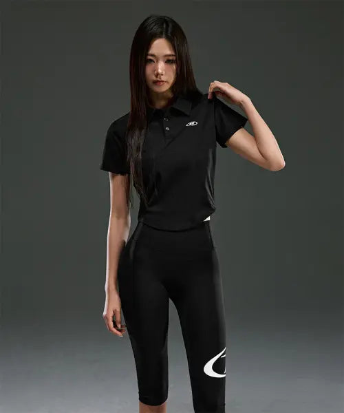 [BORN TO WIN] W SYMBOL B STRETCH COLLAR T-SHIRTS [BLACK]