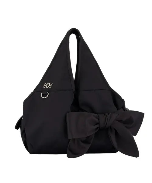 [SIWEOL107] [Medium/Nylon] Bow Shoulder Bag (Black)