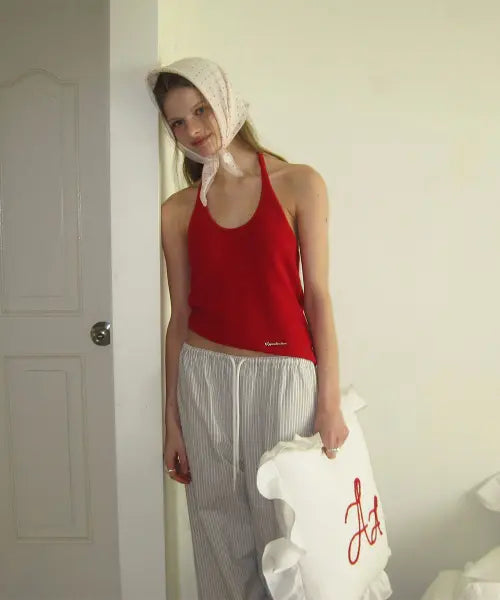 [APPAREL ARCHIVE] Hay wool halter layered sleeveless - Red