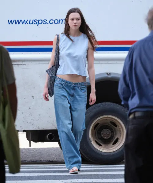 [LOW CLASSIC] AIRY OVERSIZED JEANS_MID BLUE [LC262PT23MB]