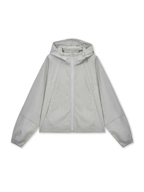 [MATIN KIM] CROPPED BACK LOGO HOODY WIND BREAKER IN LIGHT BEIGE