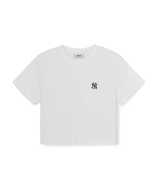 [MLB] Women's Basic Cropped Comfortable Fit Short Sleeve T-shirt NY (White) / 여성 베이직 크롭 컴포터블핏 반팔티셔츠 NY (White)