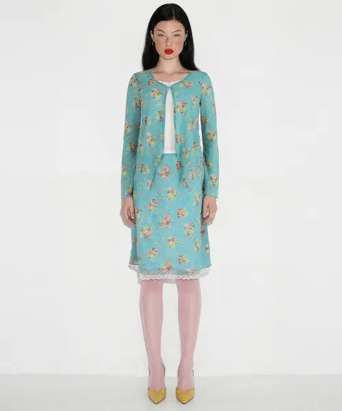 [SETSETSET] ROSE POINTED LACE HEM SKIRT MINT / 로즈 포인티드 레이스 헴 스커트 민트