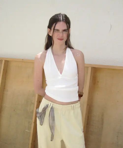 [APPAREL ARCHIVE] Sorbet frill halter sleeveless - Ivory