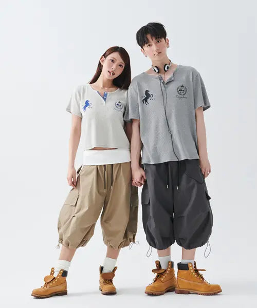 [ESCAPEFROM] ESCF X Hottoday Utility Folding Bermuda String Cargo Pants Beige / [ESCF X 핫투데이] Utility 폴딩 버뮤다 스트링 카고 팬츠 베이지