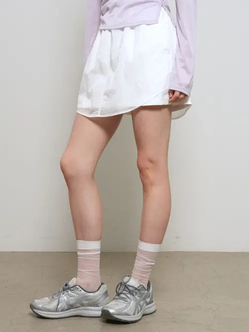 [GENERALIDEA] woman sheer shirring layered banded skirt [white] / 시어 셔링 레이어드 밴딩 스커트 [WHITE] / GF1LSK508