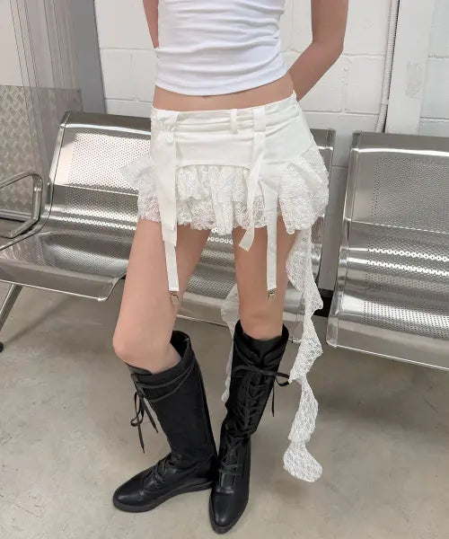 [ODOR] Shaped vail skirt - White