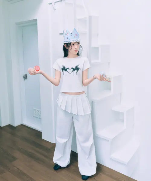 [DEINET] [YOON SOAP X DEINET] SKIRT LAYERED PANTS IN WHITE