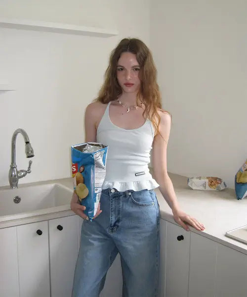 [APPAREL ARCHIVE] Bobo frill sleeveless - Skyblue