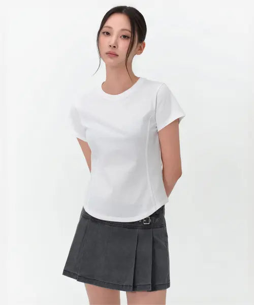 [MUSINSA STANDARD WOMAN] Women's Round Hem T-Shirt [White] / 우먼즈 라운드 헴 티셔츠 [화이트]