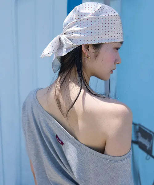 [MICHIKO LONDON KOSHINO] Off Shoulder Modal Tee Melange grey / 오프숄더 모달 티셔츠 멜란지 그레이