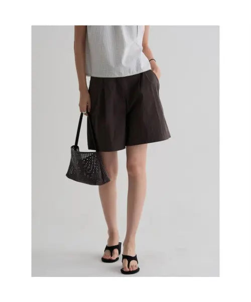 [8SECONDS] Two-Pleat 5-Inch Shorts - Brown / 투턱 5부 쇼츠  브라운