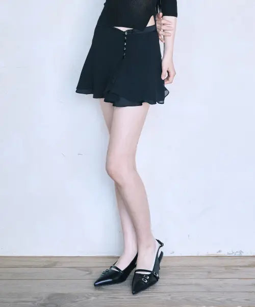 [REISE MIYA] LILY CHIFFON MINI SKIRT [BLACK] / 릴리 쉬폰 미니 스커트 [BLACK]