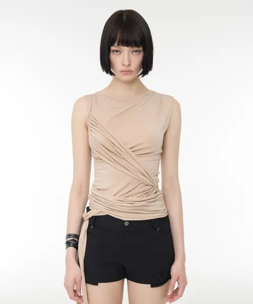 [ROCKCAKE] Flow Wrap Sleeveless - Beige