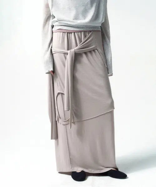 [INSILENCE WOMEN] 3 Layer Maxi Skirt ASH BEIGE / 3 레이어 맥시 스커트 ASH BEIGE