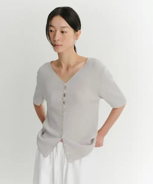 [EAAH] BOUCLE BUTTON KNIT CARDIGAN (PALE BLUE)