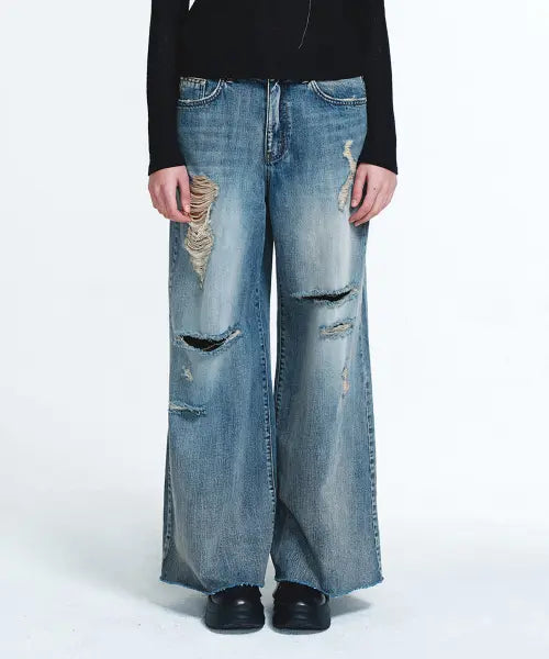 [DEINET] DESTROYED DENIM IN BLUE