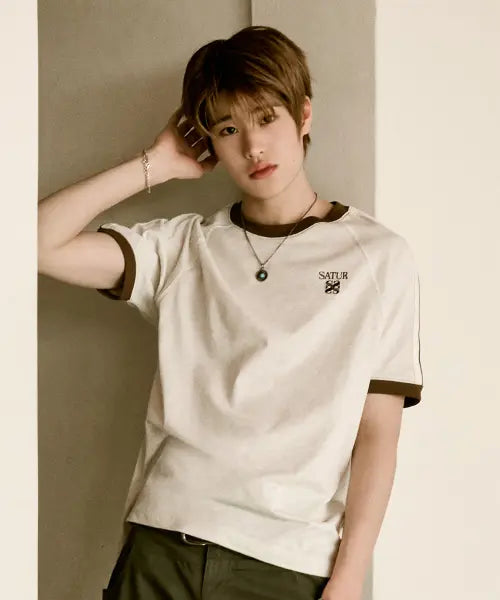 [SATUR] Lawton Ringer T-Shirt Oatmeal / 로턴 링거 반팔 티셔츠 오트밀