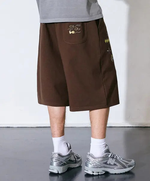 [GAKKAI UNIONS] Village Sweat Bermuda Pants Brown / 빌리지 스웨트 버뮤다 팬츠 브라운