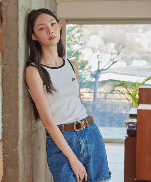 [LEE] Women's Round Neck Sleeveless White / 우먼 라운드넥 슬리브리스 화이트