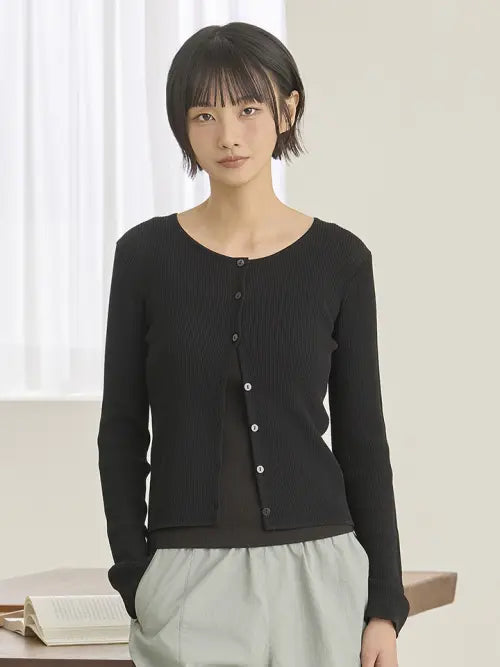 [TOPTEN] Women's Linen Blend Lip Cardigan / 여성 리넨블렌드 립 가디건_MSG2EC2301