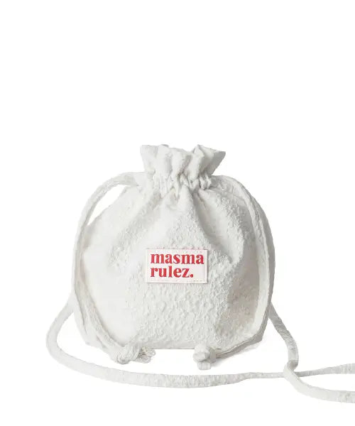 [MASMARULEZ] String cross bag_Embo flower Ivory