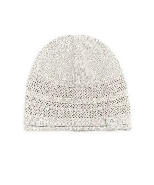 [HUG YOUR SKIN] Button skashi knit beanie (Ivory) / 버튼 스카시 니트 비니 (아이보리)