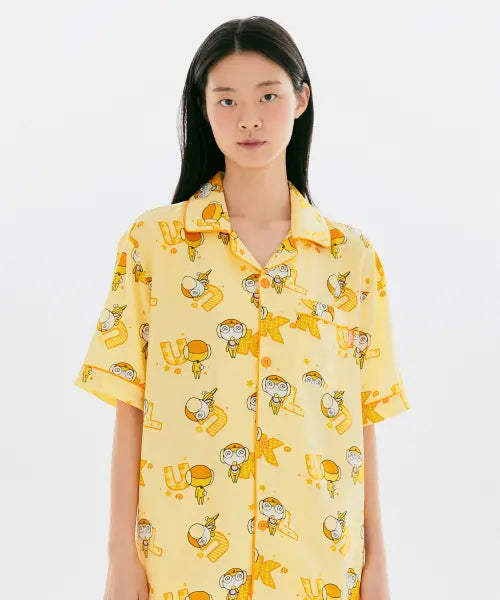 [SPAO] Keroro (Sergeant Frog) Short Sleeve Pajamas (Yellow) / [개구리 중사 케로로] 반팔 파자마(YELLOW)_SPPPG25U17