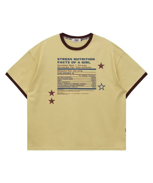 [HOODHOOD] Girl Stress Nutrition Ringer Half Sleeve T-Shirt LIGHT YELLOW / Girl Stress Nutrition 링거 반팔티셔츠 라이트옐로우