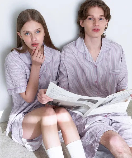 [JUDYN] Clean Fit Couple Pajama Set - Short Sleeve Top & Bottom (22 Designs) / [SET] 클린핏 커플잠옷 반팔 파자마 상하의 세트  모음전(22종 택1)