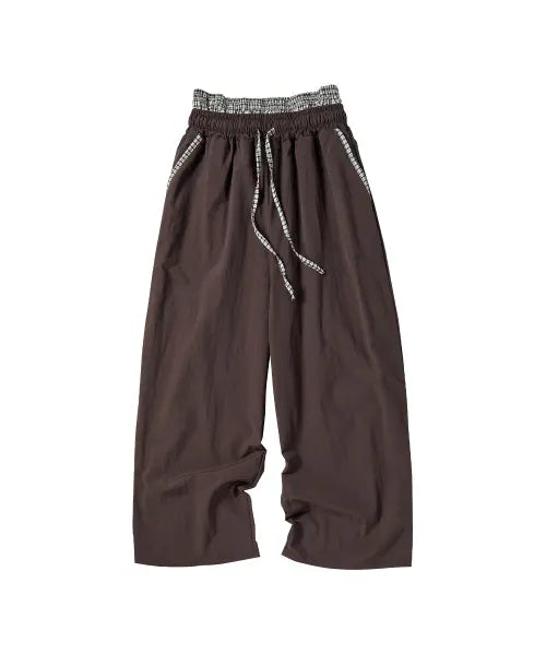 [COMONINOZ] W SAGGING NYLON PANTS [BROWN]