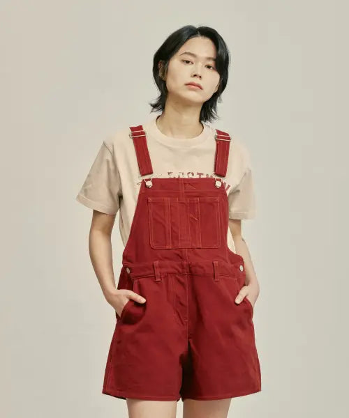 [UNIVERSAL OVERALL] WORKERS OVERALL SHORTS BURGUNDY